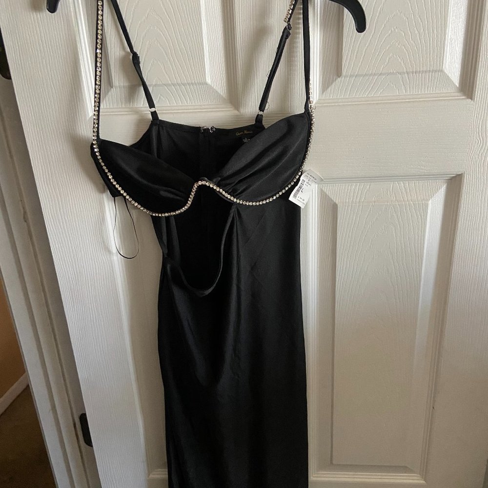 Stone Trim One Side Cut Out Dress